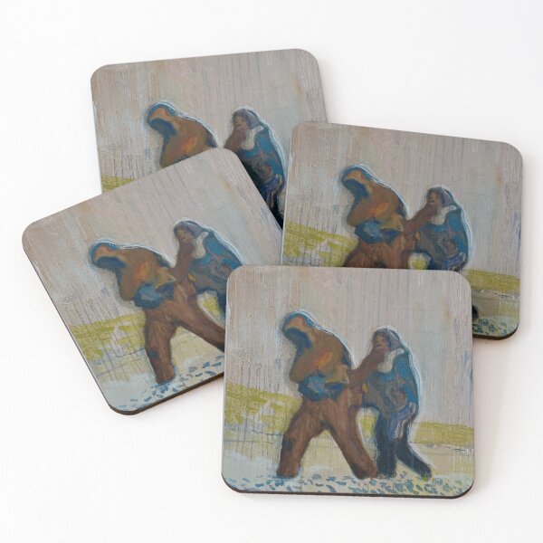 Item preview, Two Walking Figures in an Earth-Toned Landscape  designed and sold by geranovart.
