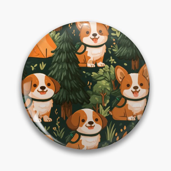 Item preview, Cute Corgi Puppy Camping Forest Adventure Pattern designed and sold by NicolasGlowArt.