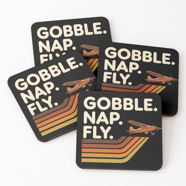 Item preview, Gobble. Nap. Fly. - Retro Sunset Stripes Thanksgiving Airplane designed and sold by EMaviation_.