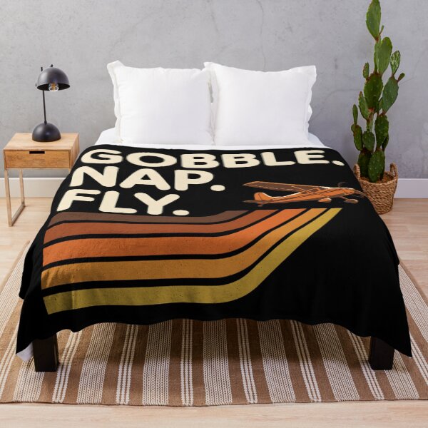 Item preview, Gobble. Nap. Fly. - Retro Sunset Stripes Thanksgiving Airplane designed and sold by EMaviation_.