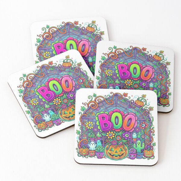Item preview, Psychedelic Pumpkin Greenhouse BOO - Trippy Halloween Neon Art designed and sold by jrzvibe.