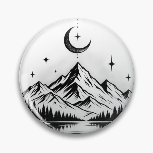 Item preview, Celestial Moon and Mountains Tattoo Art designed and sold by Miss Robot Shop.