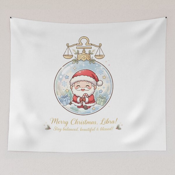 Item preview, Cute Libra Santa Christmas Snow Globe Gift designed and sold by Zodiac Celestial Art.