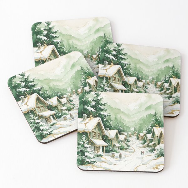 Item preview, Villa La Angostura in the Snow - Watercolor of a Patagonian Winter designed and sold by Esencia Argentina.