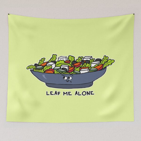 Item preview, Leaf Me Alone | Funny Salad Plant Based Visual Pun Sticker designed and sold by MyxaART.