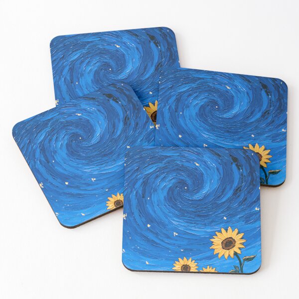 Item preview, Three Sunflowers Under a Swirling Night Sky designed and sold by codex401.