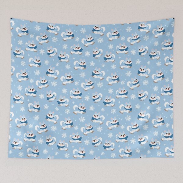 Item preview, Cute Ice Skating Dog Winter Snow Pattern designed and sold by NicolasGlowArt.