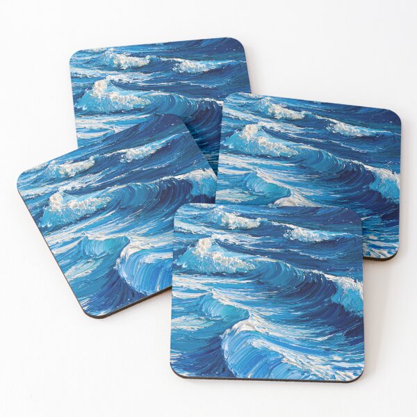 Item preview, Rolling Blue Ocean Waves in Thick Impasto designed and sold by codex401.