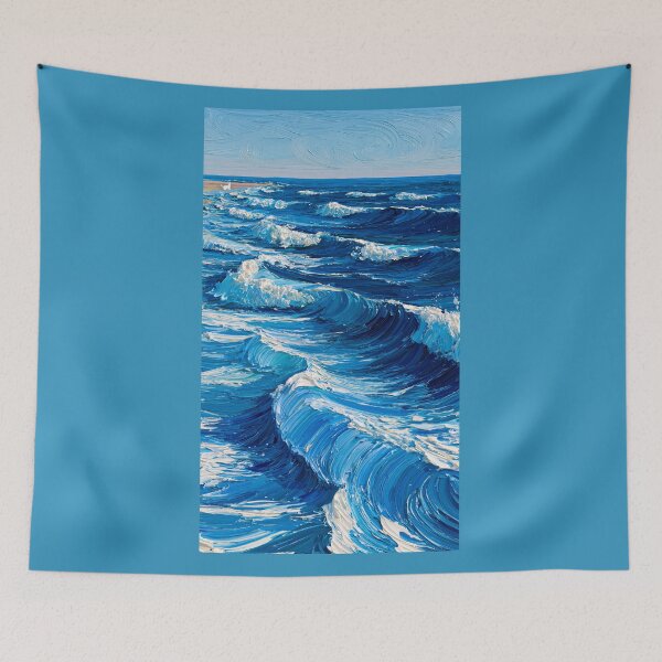Item preview, Rolling Blue Ocean Waves in Thick Impasto designed and sold by codex401.