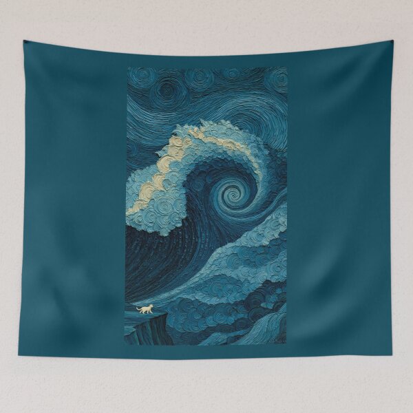Item preview, Giant Swirling Wave and Tiny White Cat designed and sold by codex401.