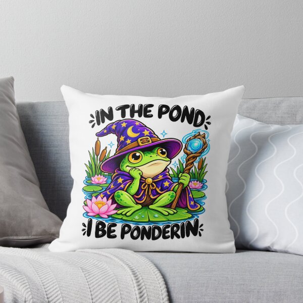 Item preview, Funny Frog Wizard | In the Pond I Be Ponderin | Nerdy Fantasy Humor designed and sold by Aesthetic-Avenue.