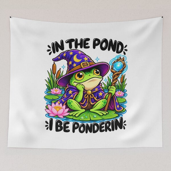 Item preview, Funny Frog Wizard | In the Pond I Be Ponderin | Nerdy Fantasy Humor designed and sold by Aesthetic-Avenue.
