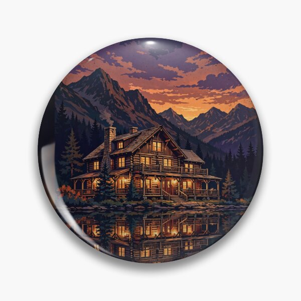 Item preview, Last Light Lodge Vintage Mountain Lake Lodge Poster designed and sold by MojoHill.