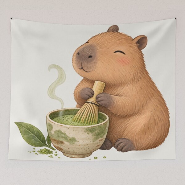 Item preview, Cute Capybara Matcha Tea Ceremony Cartoon designed and sold by Where to buy.