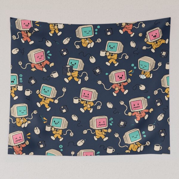 Item preview, Monitor Head Cute Pattern | Retro CRT Computer Characters Drinking Coffee and Panicking designed and sold by DebugLab.
