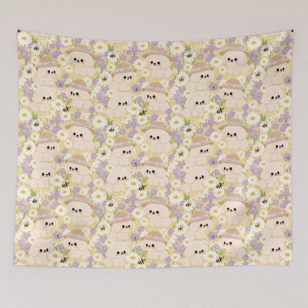 Item preview, Kawaii Puppy Dog Daisy Flower Bee Pattern designed and sold by NicolasGlowArt.