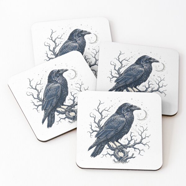Item preview, Raven and the Moon – Dark Academia Bird Night Sky Detailed designed and sold by CozyCornerDesigns.