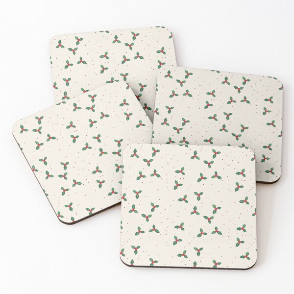 Item preview, Holly Berries Pattern on Warm Cream with Red Dots designed and sold by Osmose-Studio.