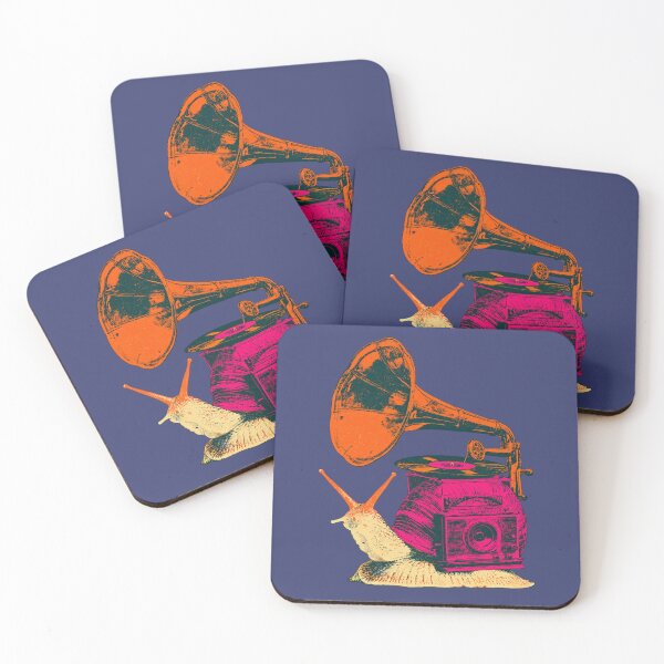 Item preview, Snail Gramophone Vintage Record Player Halftone Screenprint Illustration designed and sold by joannejgg.