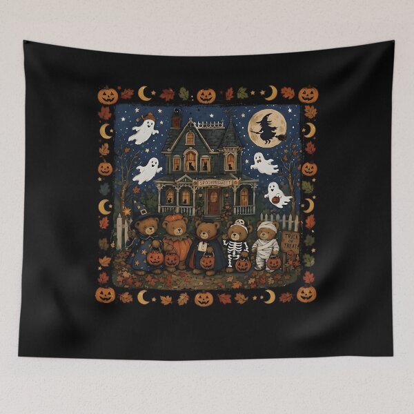 Item preview, Spooky & Sweet Haunted House Halloween Teddy Bears designed and sold by AnanamorphArter.