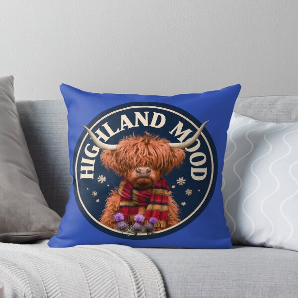 Item preview, Highland Cow Mood Winter Scarf Scottish Thistle Design designed and sold by peterdesigns.