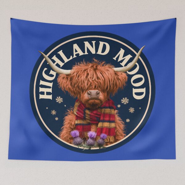 Item preview, Highland Cow Mood Winter Scarf Scottish Thistle Design designed and sold by peterdesigns.