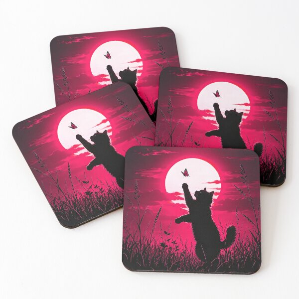 Item preview, Black Cat Chasing Butterfly at Sunset designed and sold by Faissal Thomass.