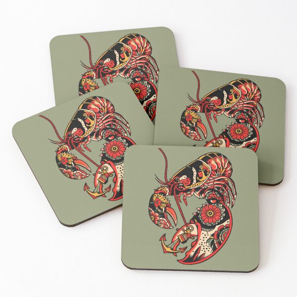 Item preview, Lobster Traditional Tattoo Anchor Flowers Nautical Illustration designed and sold by joannejgg.