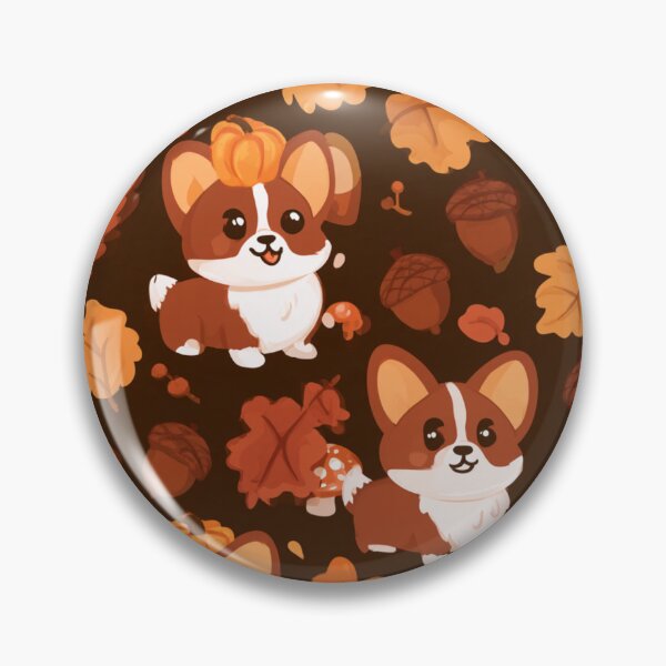 Item preview, Kawaii Corgi Fall Leaves Pumpkin Spice Latte Pattern designed and sold by NicolasGlowArt.