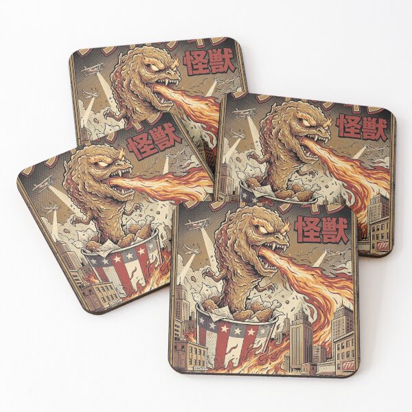Item preview, Crispy Fried Chicken Kaiju - Spicy Hot Sauce Breath Monster Poster designed and sold by naesixpackchill.