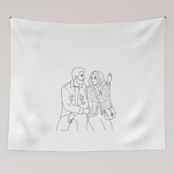 Item preview, Couple Line Art, Romantic Minimalist Couple Illustration designed and sold by polisi26.