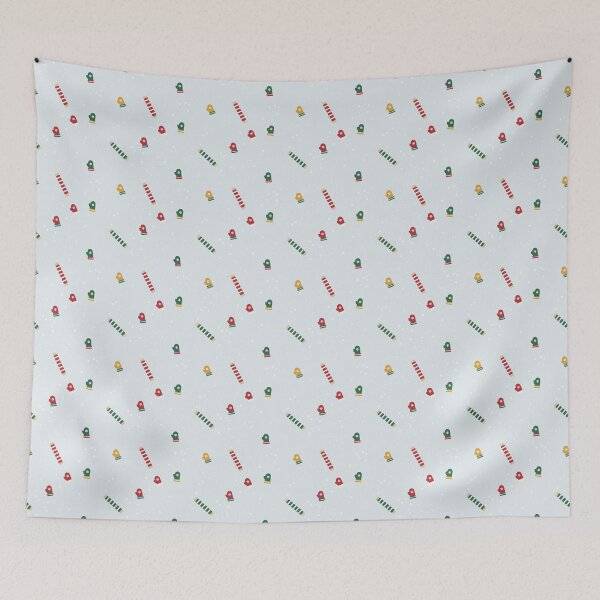Item preview, Christmas Mittens and Striped Scarves on Pale Ice Blue designed and sold by Osmose-Studio.