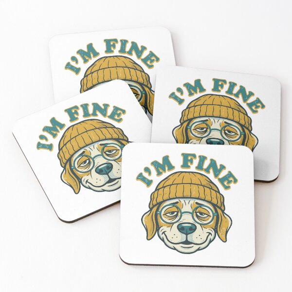 Item preview, Sarcastic Dog I'm Fine Vintage Beanie Funny Dog Lover T-Shirt designed and sold by Dream Hunter.