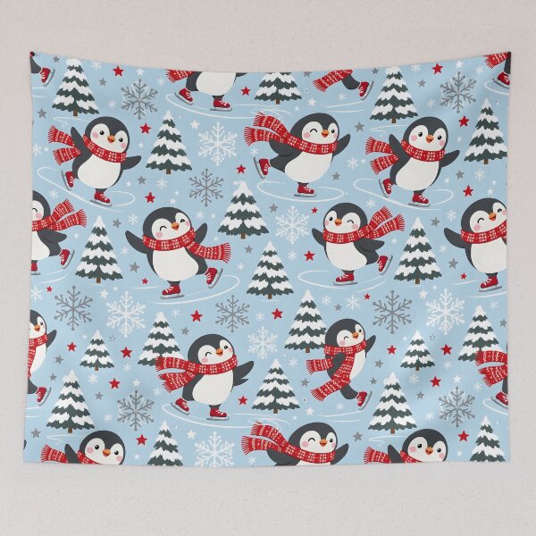 Item preview, Ice Skating Penguins Christmas Pattern designed and sold by victorsuarez.