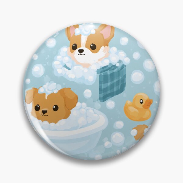 Item preview, Cute Puppy Bath Time Bubbles Rubber Duck Pattern designed and sold by NicolasGlowArt.