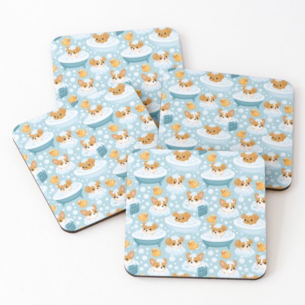 Item preview, Cute Puppy Bath Time Bubbles Rubber Duck Pattern designed and sold by NicolasGlowArt.