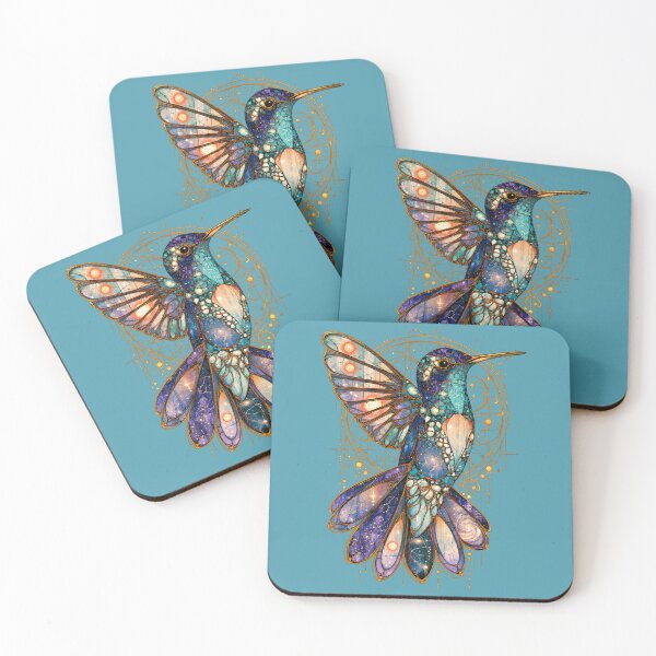Item preview, Hummingbird Stained Glass Galaxy Wings Gold Filigree Celestial Illustration designed and sold by joannejgg.