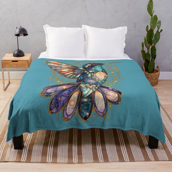 Item preview, Hummingbird Stained Glass Galaxy Wings Gold Filigree Celestial Illustration designed and sold by joannejgg.