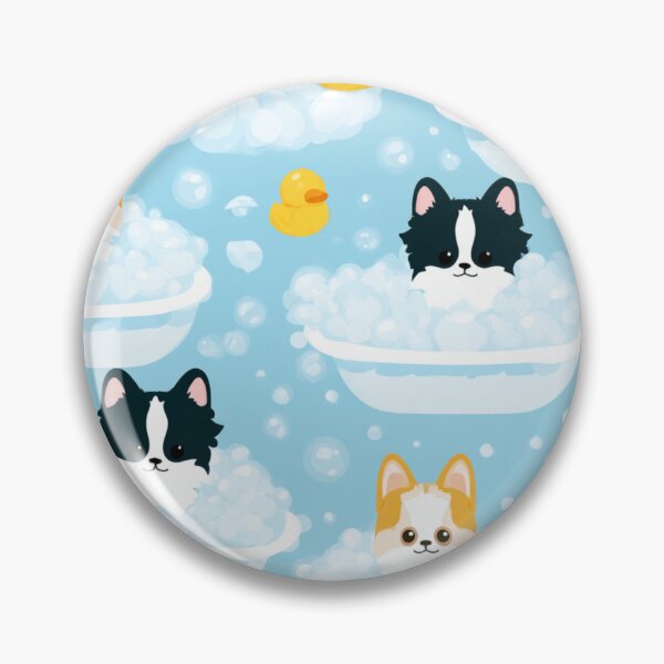 Item preview, Kawaii Puppy Bubble Bath Dogs Rubber Duck Seamless designed and sold by NicolasGlowArt.