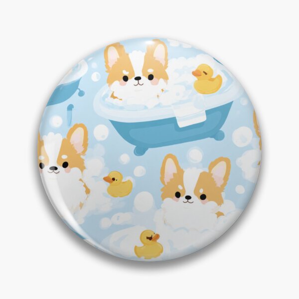 Item preview, Corgi Dog Bath Time Rubber Duck Bubbles designed and sold by NicolasGlowArt.