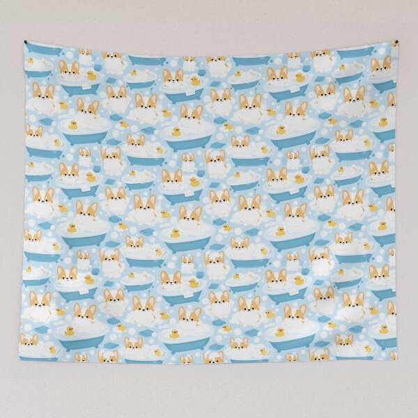 Item preview, Corgi Dog Bath Time Rubber Duck Bubbles designed and sold by NicolasGlowArt.