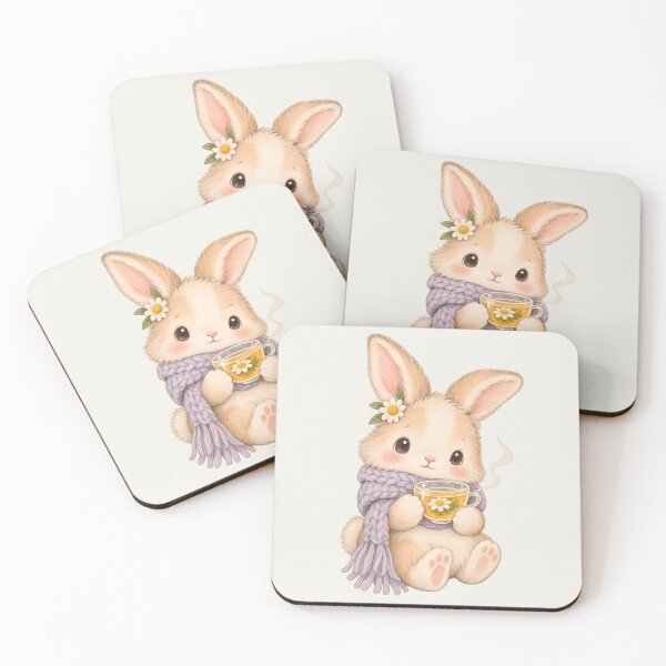 Item preview, Cute Bunny with Chamomile Tea and Scarf Illustration designed and sold by Where to buy.