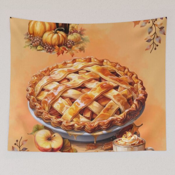Item preview, Happy Thanksgiving Apple Pie Still Life — Cozy Autumn Harvest Watercolor Art designed and sold by LYAN-STORE.