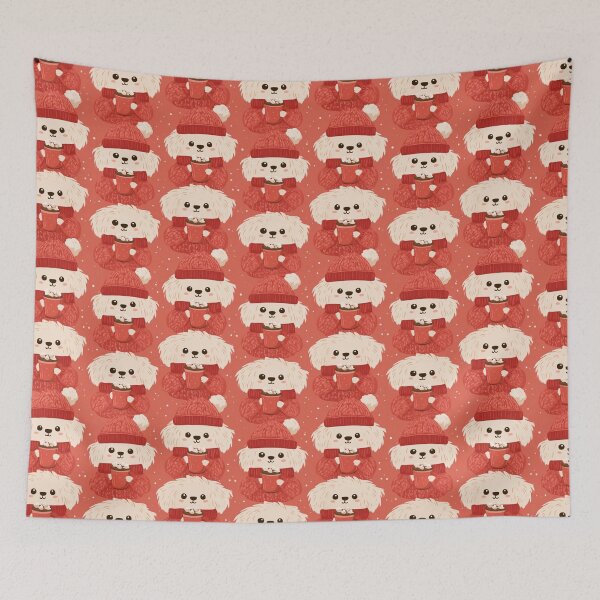 Item preview, Kawaii Fluffy Dog Hot Chocolate Winter Cozy Puppy designed and sold by NicolasGlowArt.