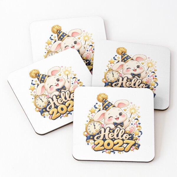 Item preview, Hello 2027 Cute Bunny Happy New Year Kawaii Celebration designed and sold by BankshopTH.