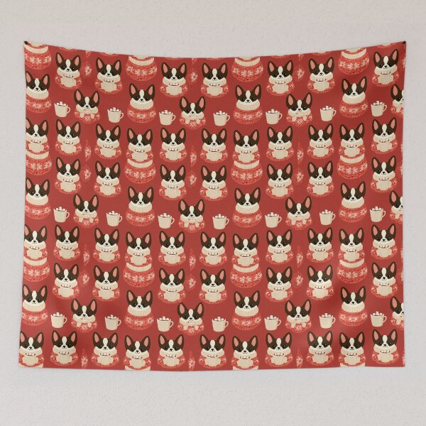 Item preview, Cute Corgi Dog Hot Cocoa Winter Cozy Pattern designed and sold by NicolasGlowArt.