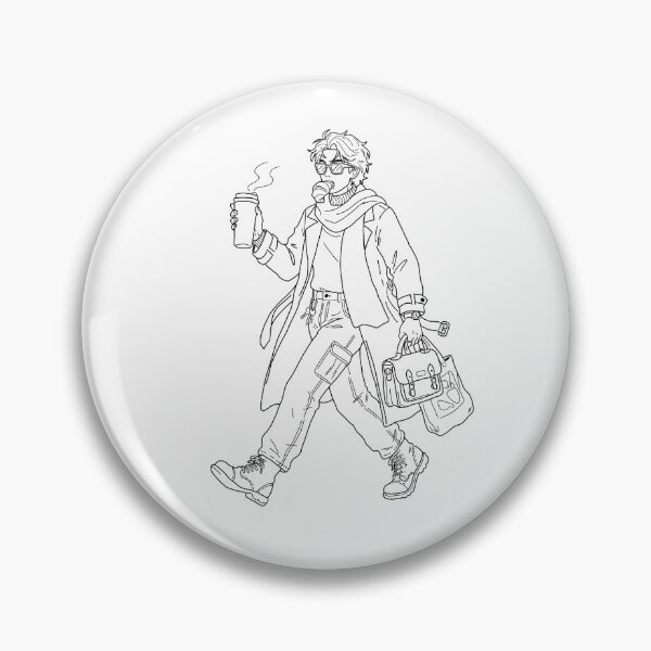 Item preview, Aesthetic Urban Guy with Coffee and Croissant, Cozy City Walk Fashion Line Art Coloring Page designed and sold by polisi26.