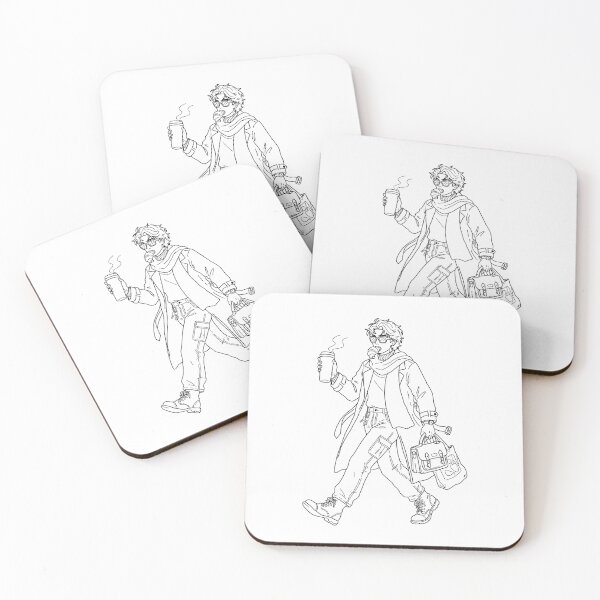 Item preview, Aesthetic Urban Guy with Coffee and Croissant, Cozy City Walk Fashion Line Art Coloring Page designed and sold by polisi26.