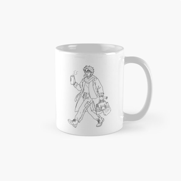 Item preview, Aesthetic Urban Guy with Coffee and Croissant, Cozy City Walk Fashion Line Art Coloring Page designed and sold by polisi26.