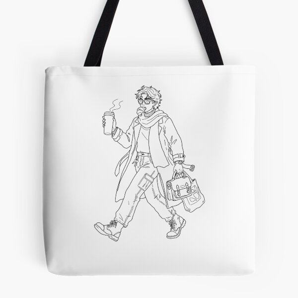 Item preview, Aesthetic Urban Guy with Coffee and Croissant, Cozy City Walk Fashion Line Art Coloring Page designed and sold by polisi26.
